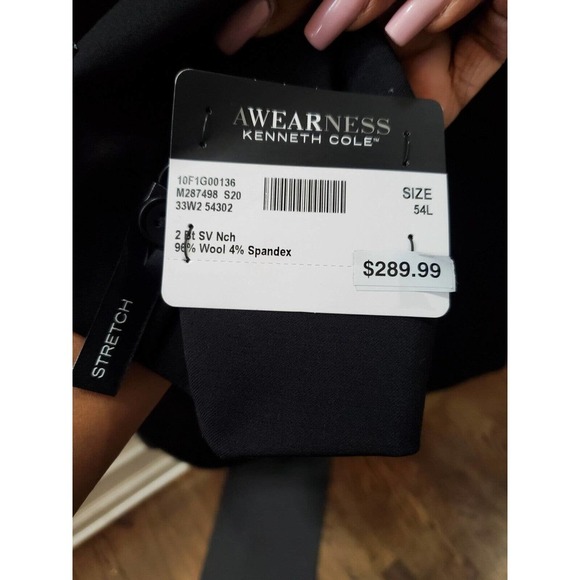 Awearness Kenneth Cole Solid Blue Wool Single Breasted Two Buttons Blazer 54L - Picture 6 of 12